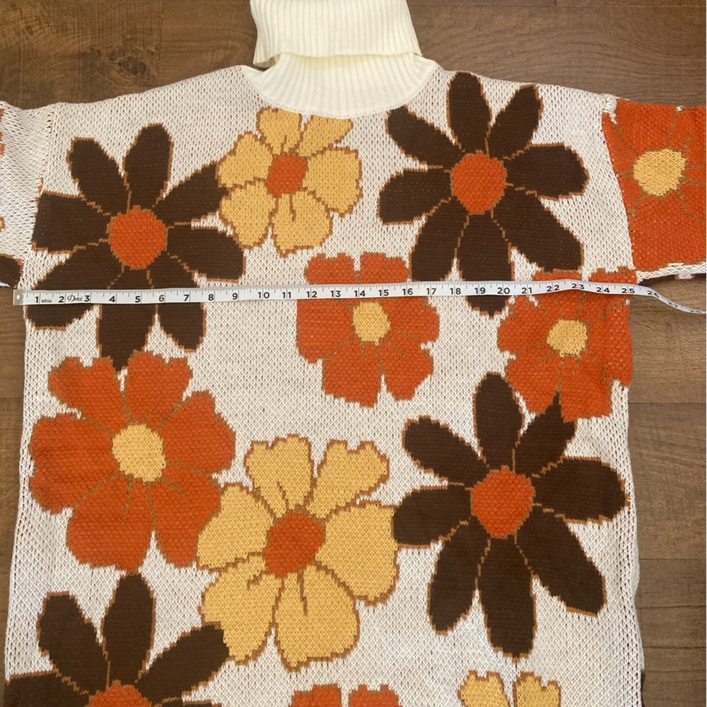 Boho Floral Turtleneck Sweater Dress x Pink Lily Women’s XL - Picture 8 of 12